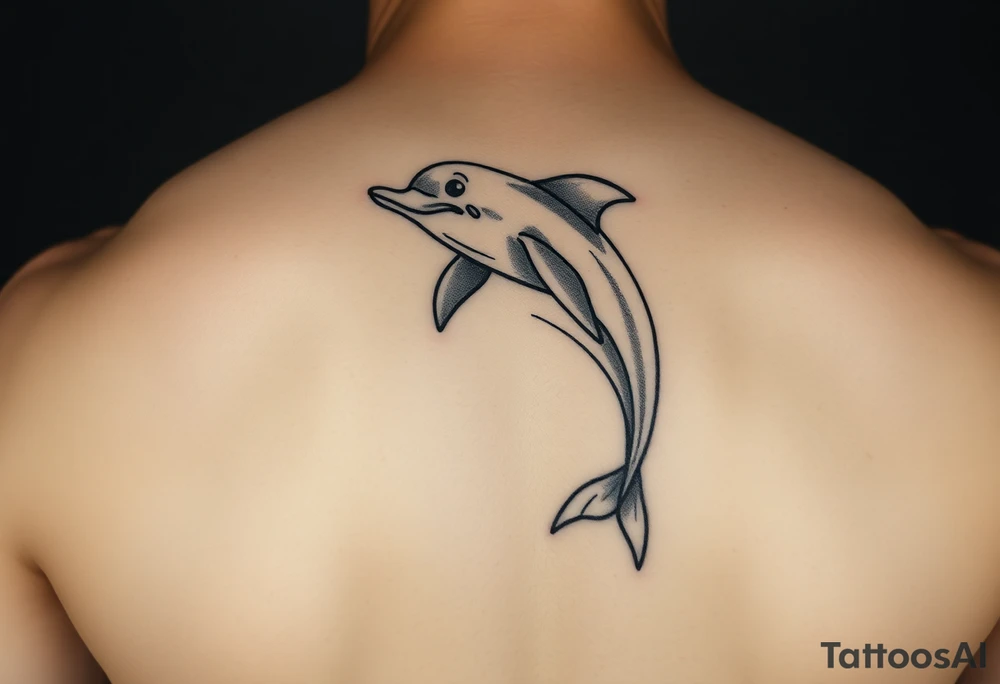 Cartoon striper dolphin on a stripper pole tattoo idea