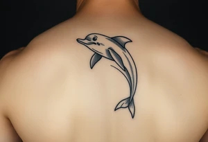 Cartoon striper dolphin on a stripper pole tattoo idea