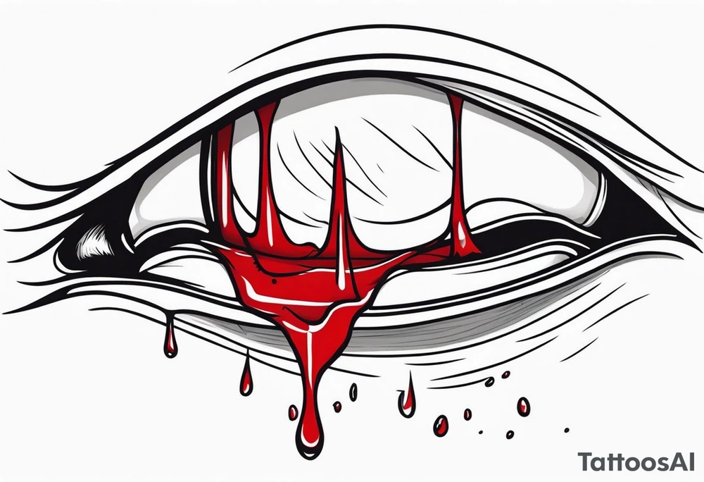 Bleeding tear flows to down from eye sleeve tattoo design tattoo idea