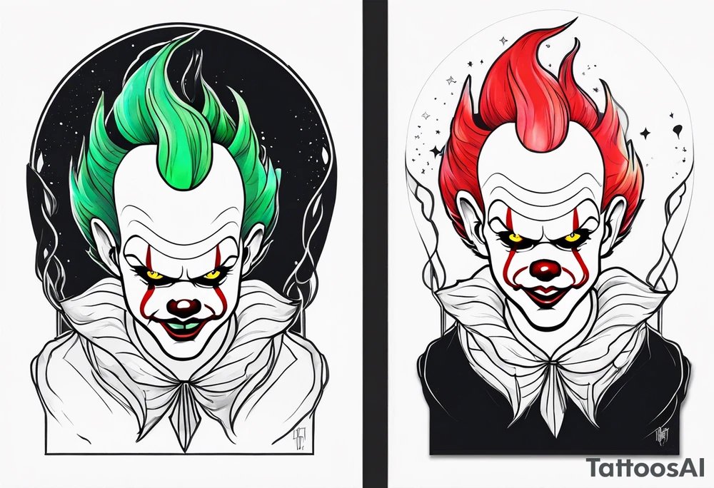 Northern lights with pennywise from IT tattoo idea
