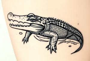 powerful crocodile swimming in water tattoo idea