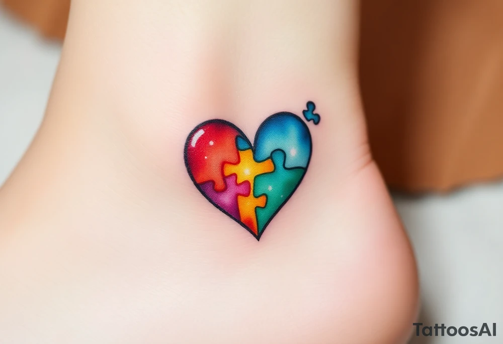autism heart puzzle shape symbol tattoo idea