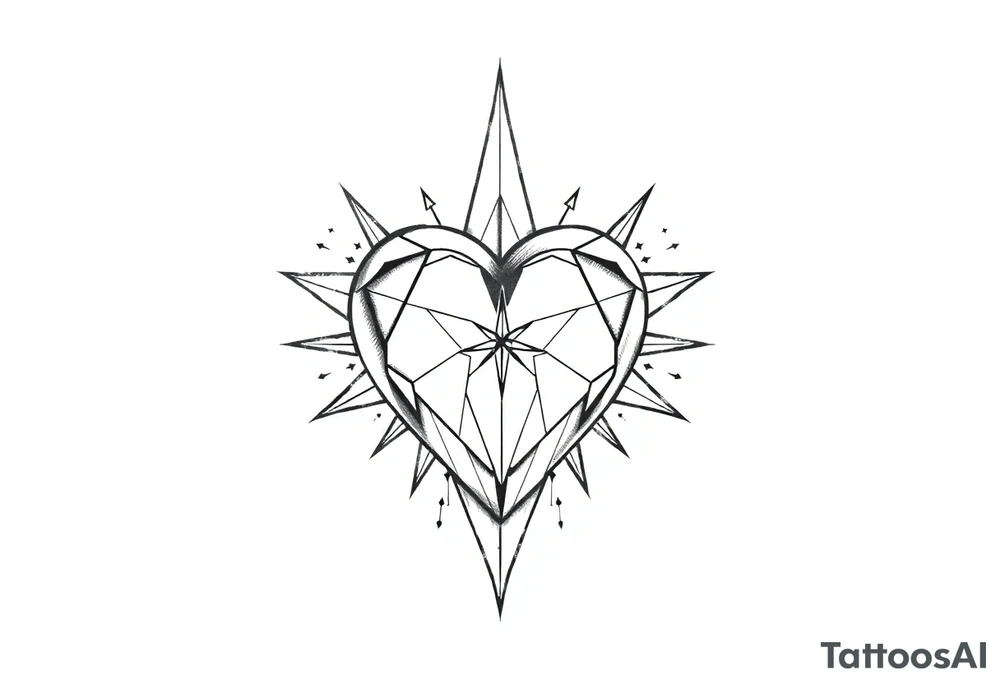 music heart star tattoo idea