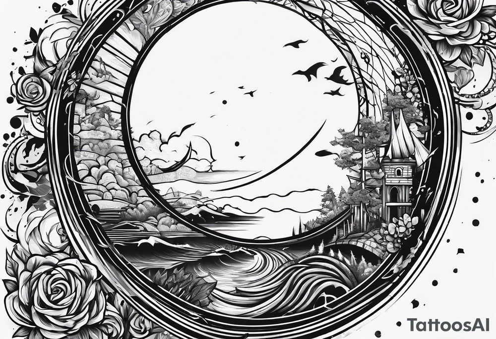 messy lines trash circcle logo tattoo idea