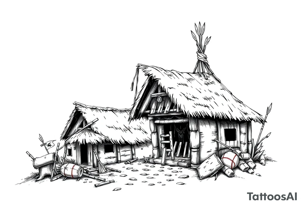 Native American village tattoo idea