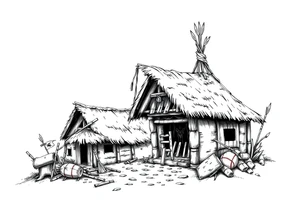 Native American village tattoo idea