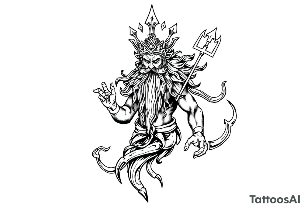 god of sea under water tattoo idea