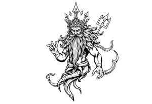 god of sea under water tattoo idea