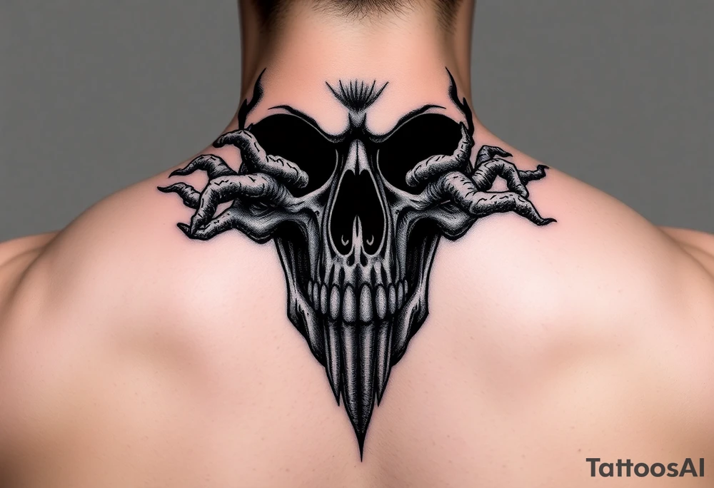 skull with cordyceps fungus out of its eyes tattoo idea