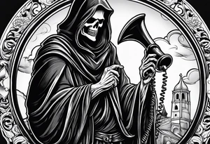 Grim reaper talking on a telephone tattoo idea