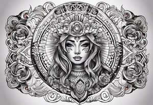 Arm sleeve inspired by Mexican American imagery and space tattoo idea