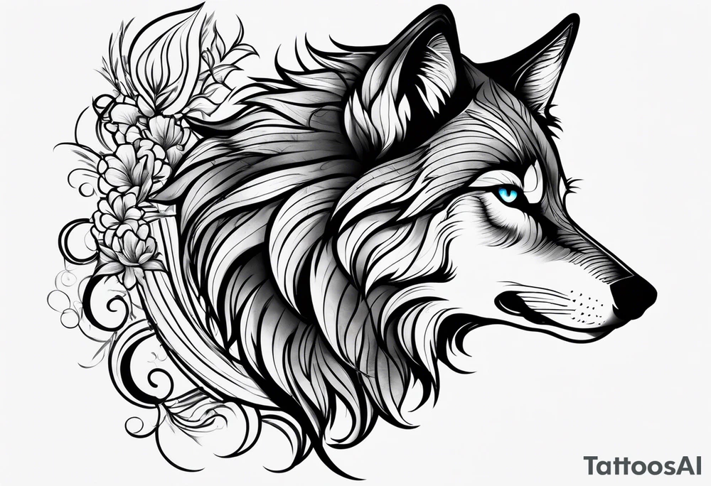 Pretty wolf tattoo idea