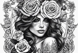Death women with roses tattoo idea