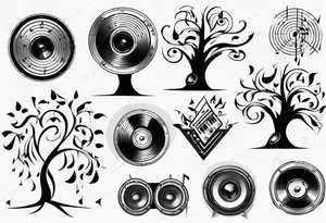 music speaker note tree stave DJ tattoo idea
