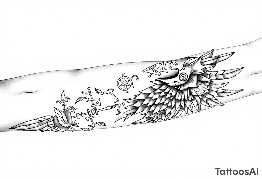 Egyptian theme . Add more elements. I have Egyptian symbols also so I want to connect them tattoo idea