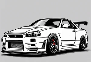 Nissan skyline GT-R R34 tattoo idea