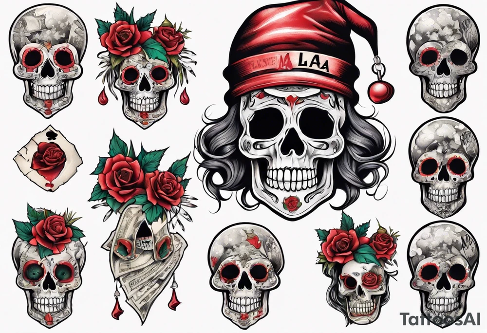 santa la muerta with money tattoo idea