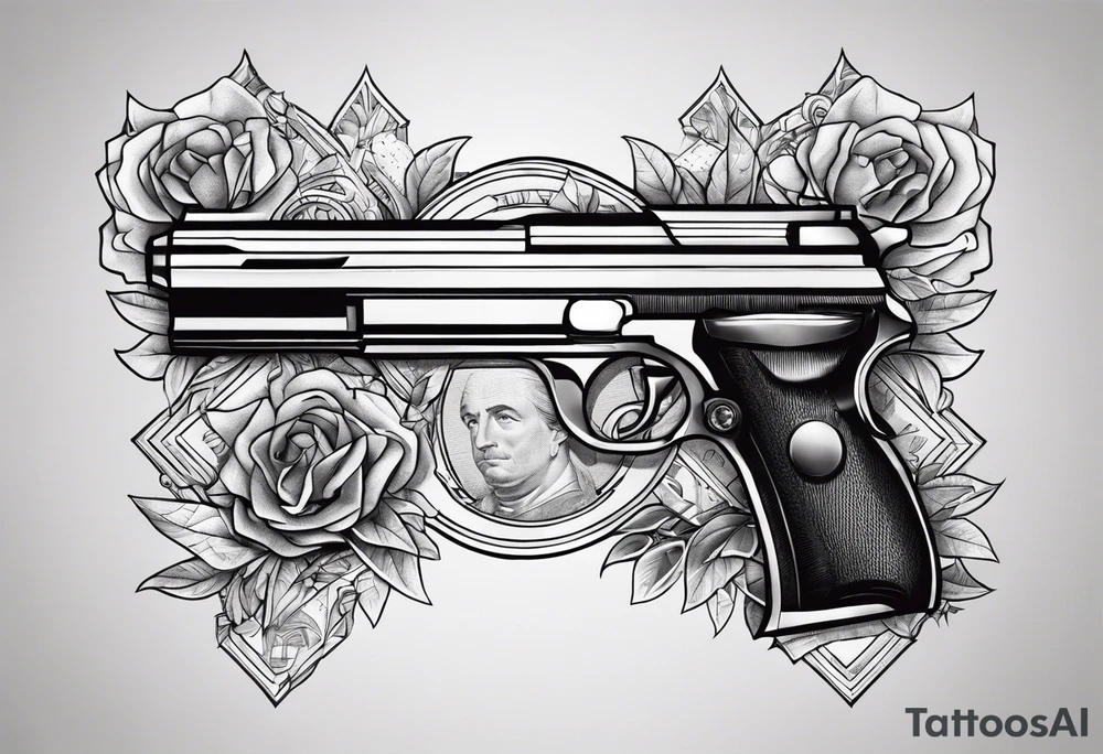 Money Withs Guns tattoo idea
