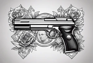 Money Withs Guns tattoo idea
