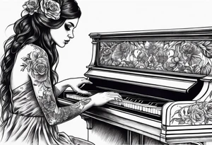 dead girl playing piano tattoo idea