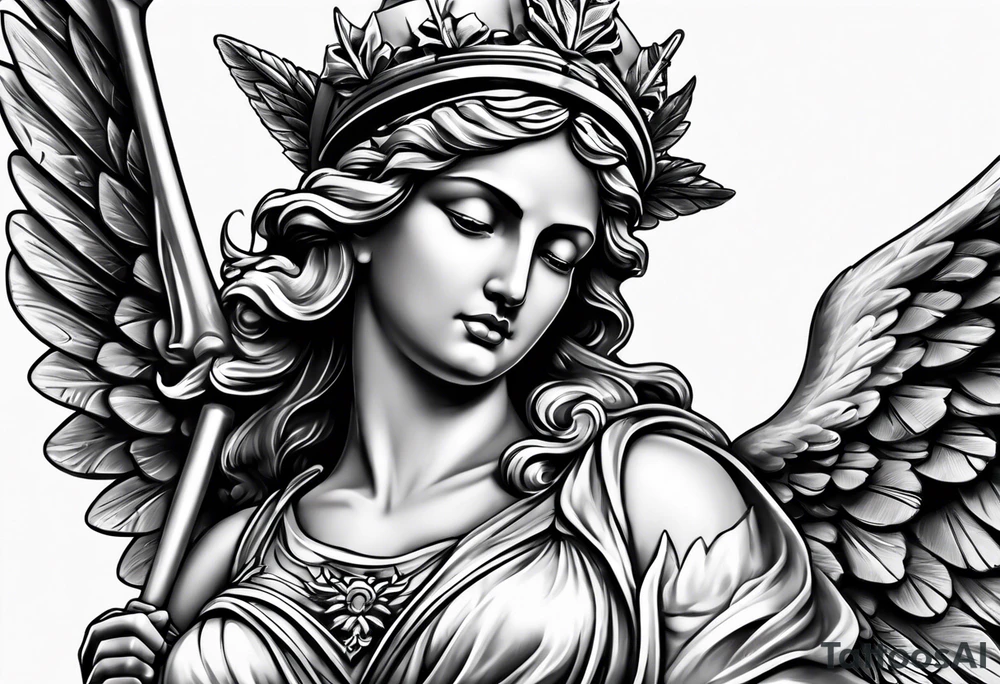lady justice with wing
very realistic
merciful tattoo idea