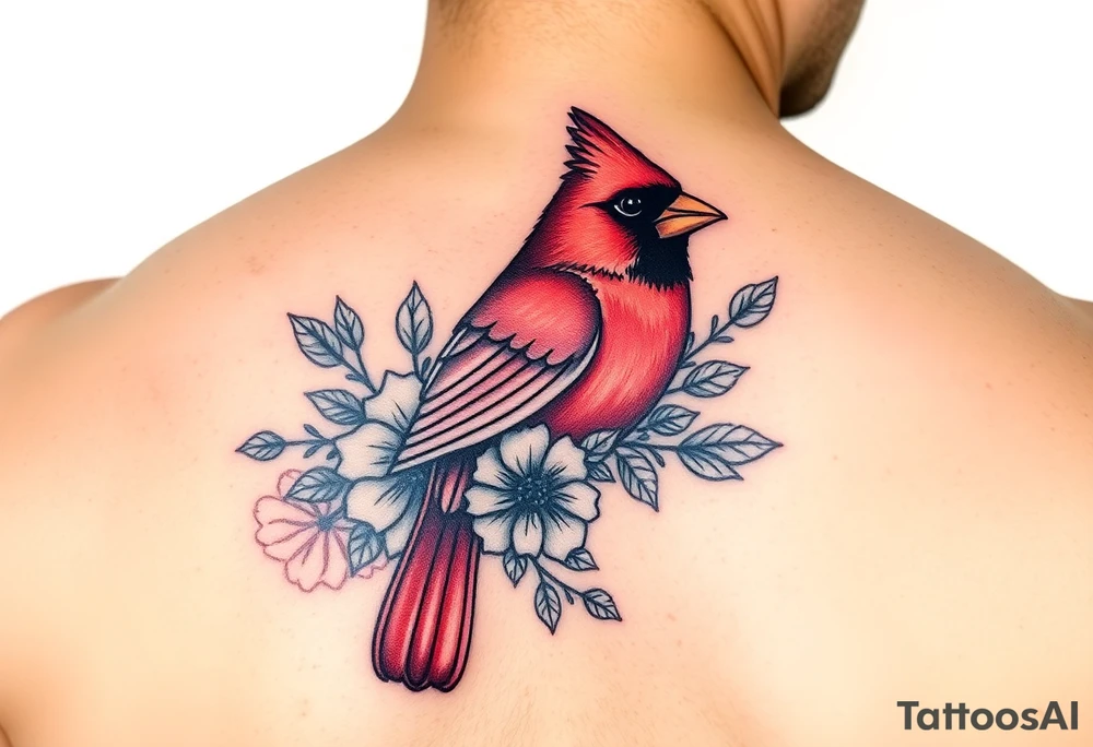 Cardinal with floral tattoo idea