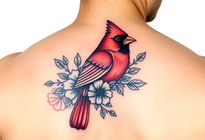 Cardinal with floral tattoo idea