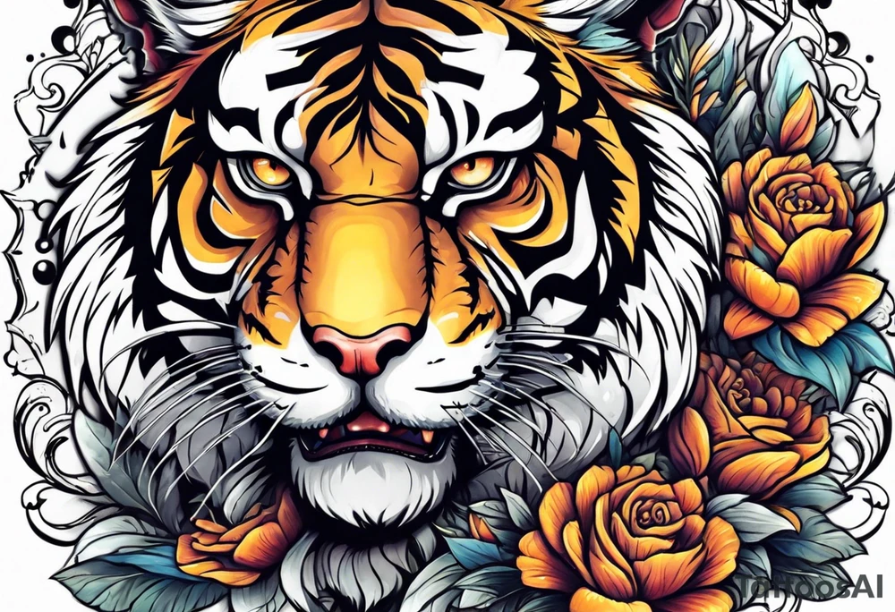 Tiger with skull tattoo idea