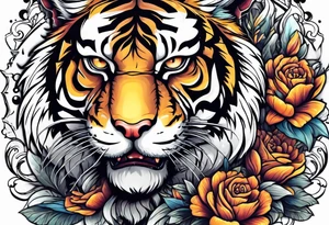 Tiger with skull tattoo idea