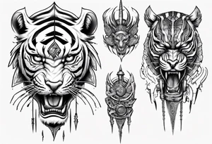 African Tiger warrior and lightning tattoo idea