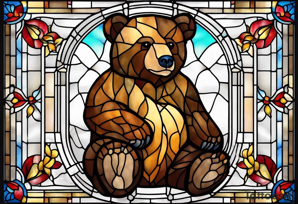 Stained glass teaddy bear tattoo idea