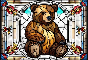 Stained glass teaddy bear tattoo idea