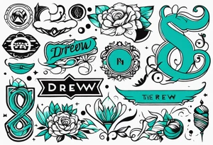The name Drew with teal tattoo idea