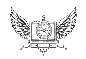Slot machine with compass and clock with angel wings tattoo idea
