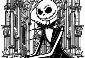 jack skellington leaning against milan cathedral and the date June 07, 2023 tattoo idea