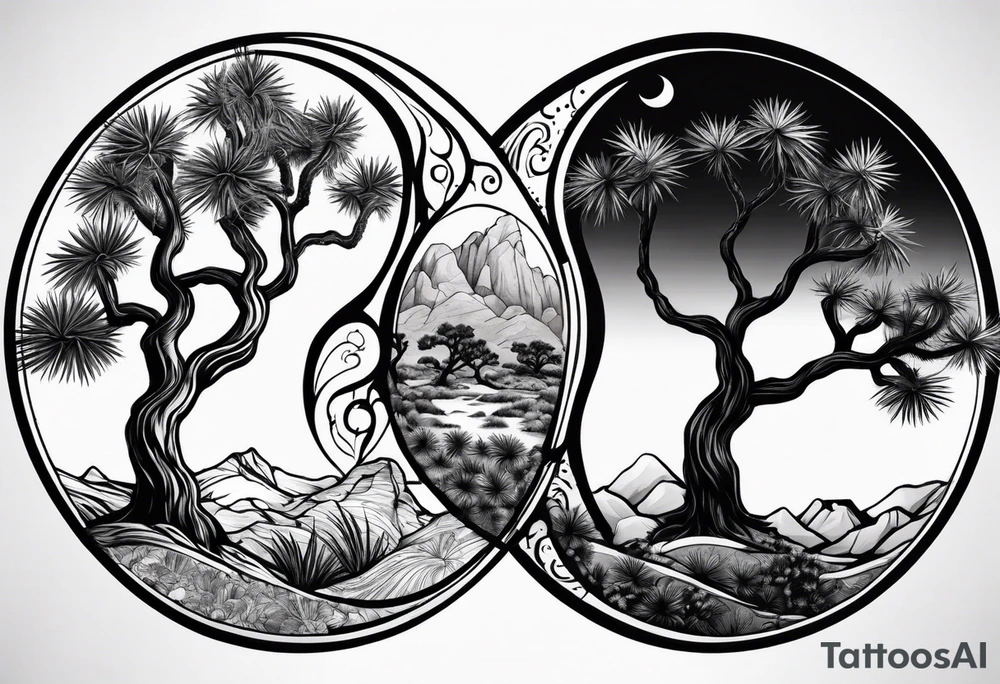 Yin and yang and Joshua tree tattoo idea