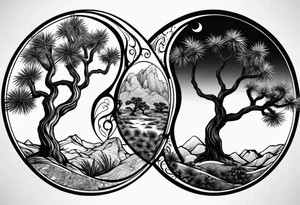 Yin and yang and Joshua tree tattoo idea