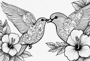 Hibiscus, dove, cloud tattoo idea