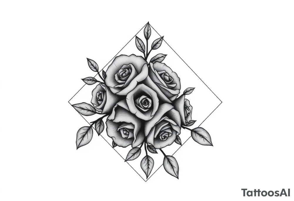 Small Roses filling up the inside of an lateral diamond shape tattoo idea