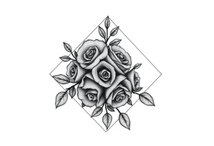Small Roses filling up the inside of an lateral diamond shape tattoo idea