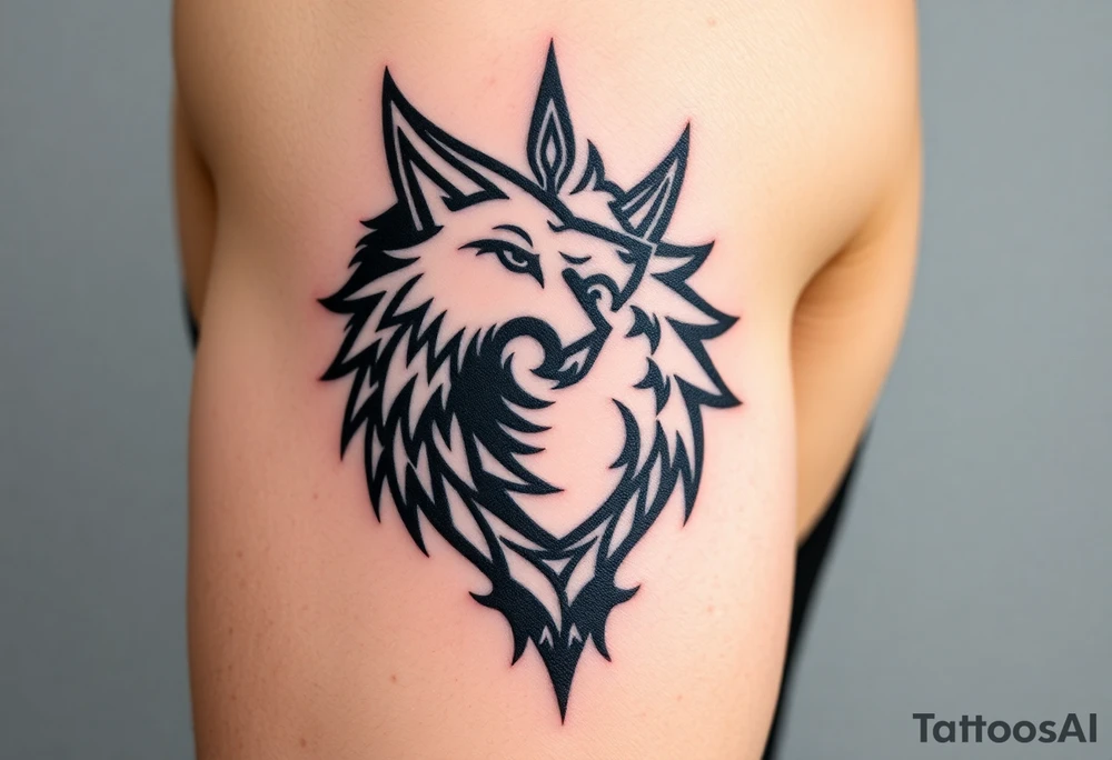 majestic yin yang wolf tattoo idea