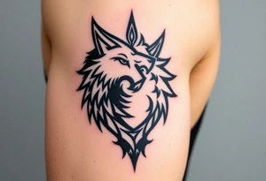 majestic yin yang wolf tattoo idea