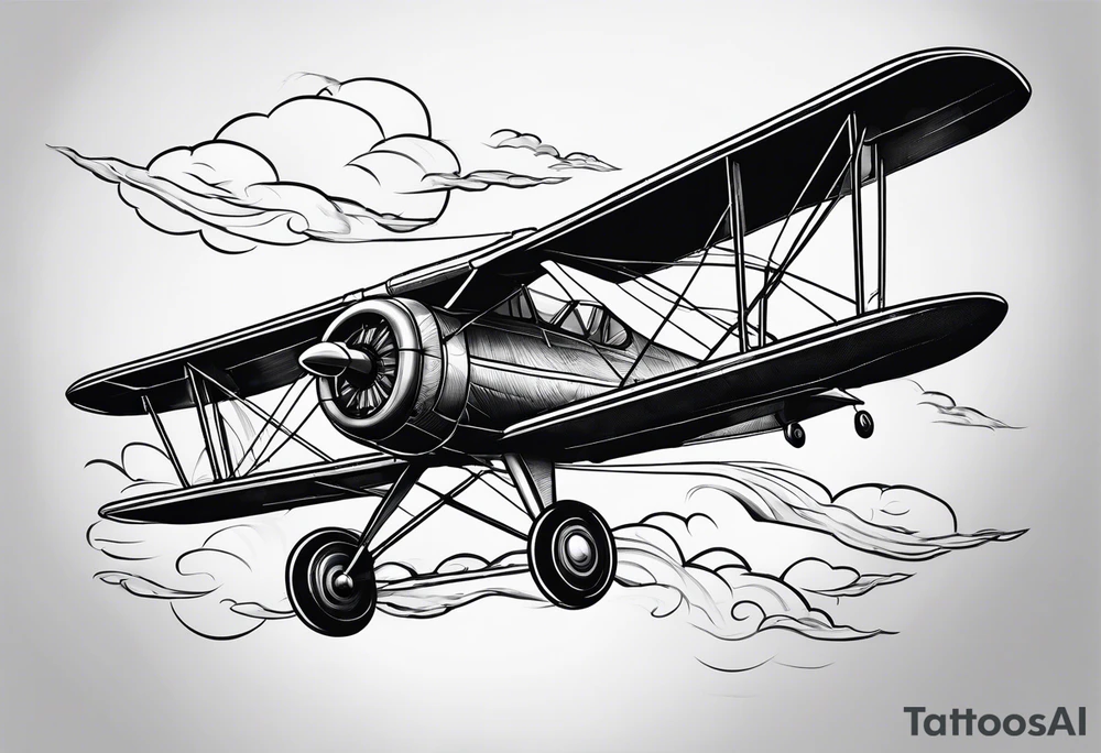 sketch of adventure plane in perspective from the bottom tattoo idea