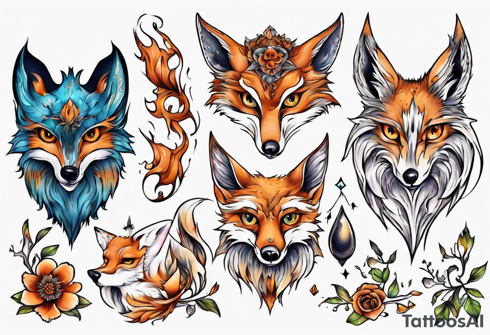 Eule und fuchs fantasie tattoo idea