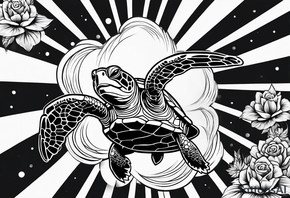turtle sun tattoo idea