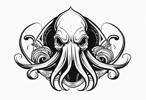 cthulu head minimal black tattoo idea