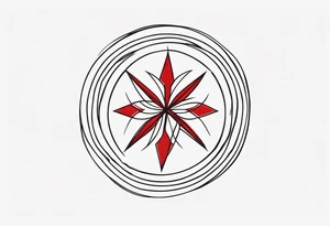 circular red mark, brand, sigil, shade of a spirit tattoo idea