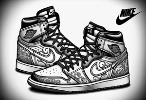 Nike air Jordan 1 sneaker tattoo idea