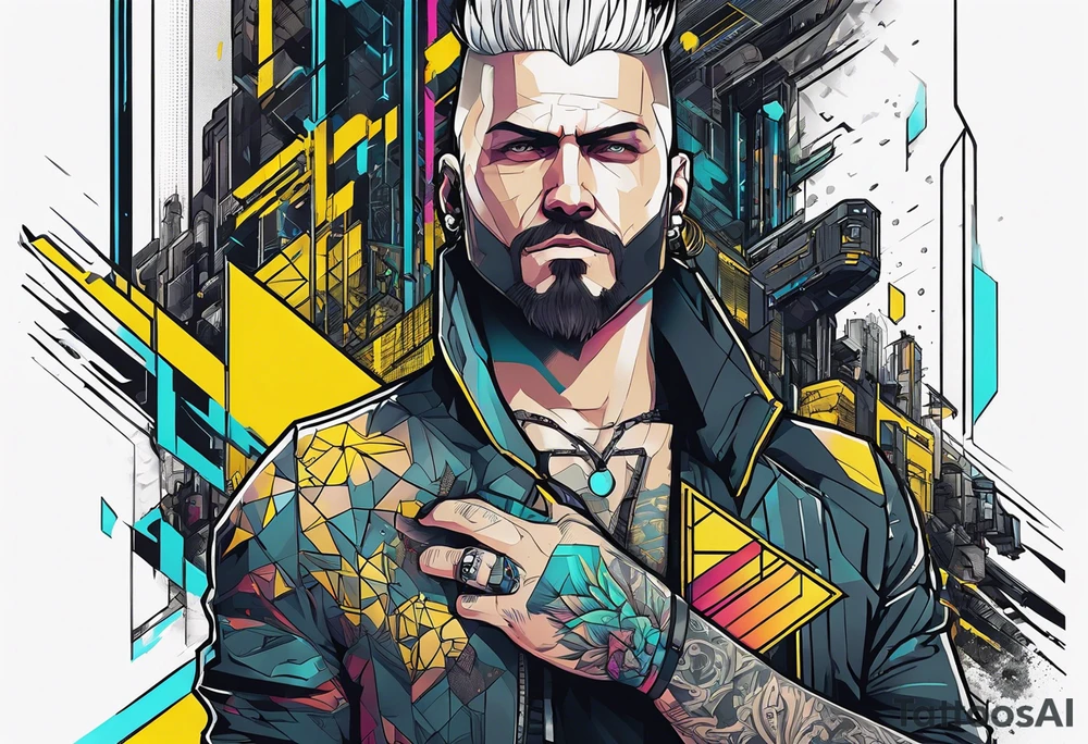 cyberpunk 2077, hand tattoo, geometric, subtle, men tattoo idea