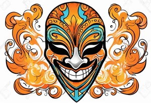 Laughing Male masquerade mask with orange smoke tattoo idea